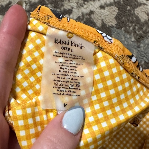Kulani Kinis Floral Yellow Reversible Printed Bikini M/L - Picture 7 of 7